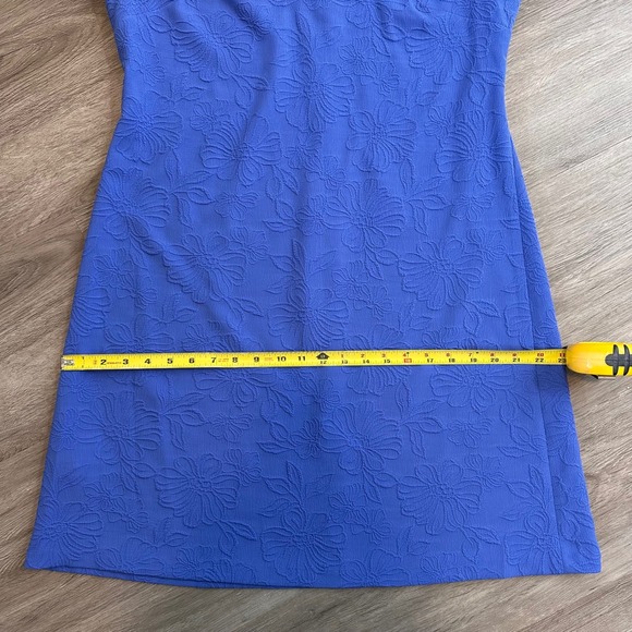 Tommy Hilfiger Womens 12 Cobalt Blue Floral Jacquard Puff Sleeve Sheath Dress - Picture 5 of 8